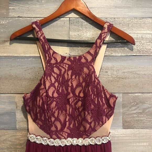 City Studio lace halter hi lo prom dress 9 - Picture 3 of 3